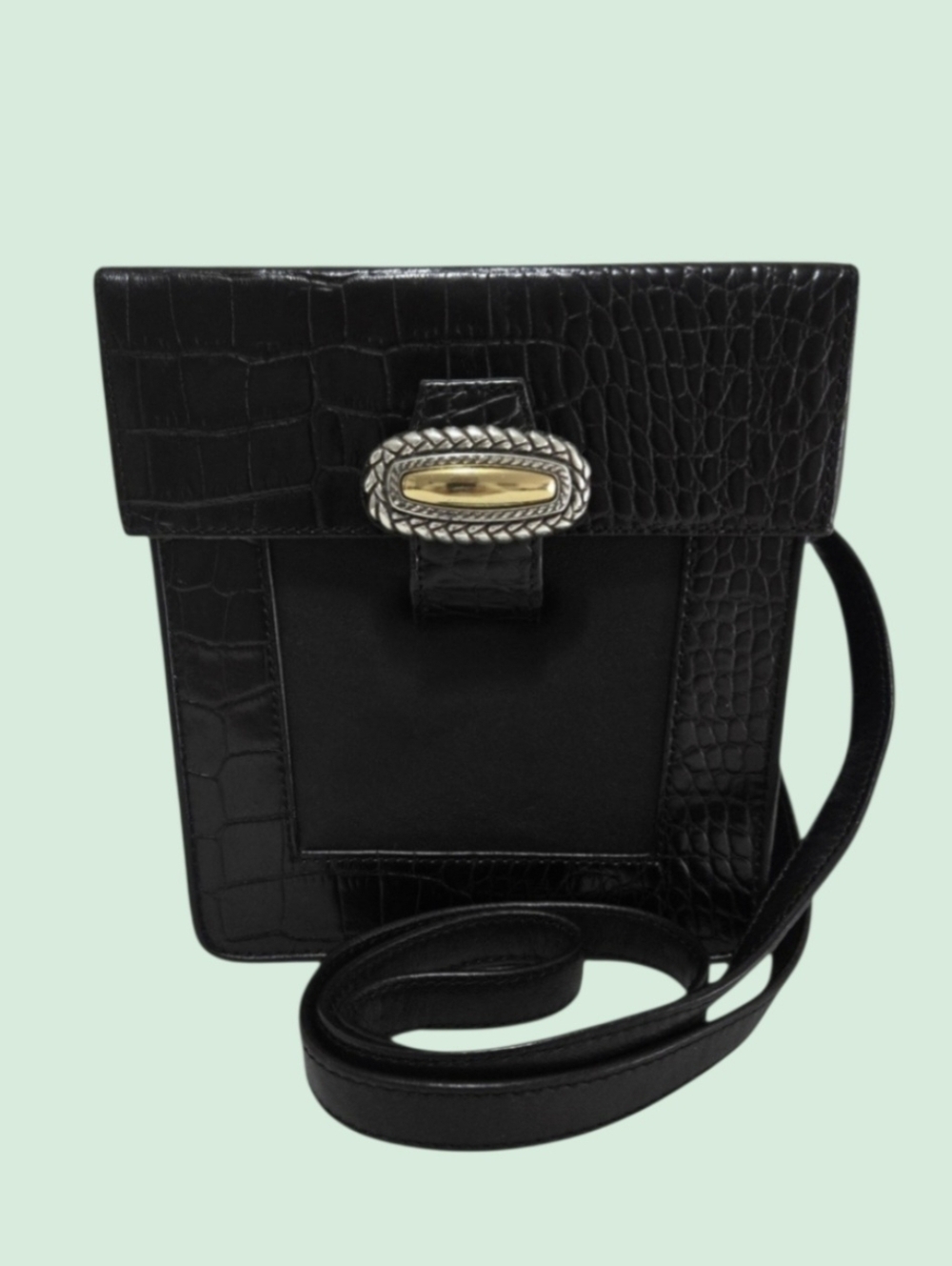 Brighton Y2K One World Leather Box Bucket Crossbody Bag-EUC